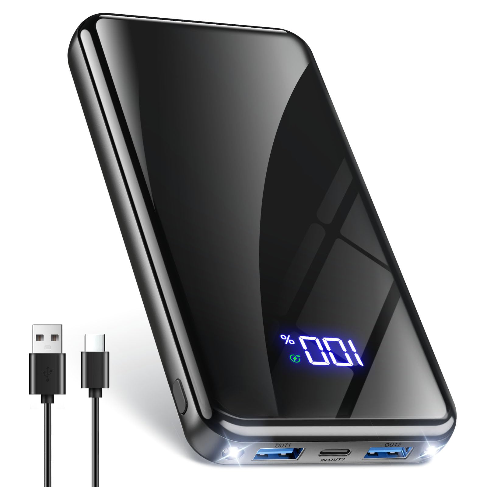Power Bank,20000mAh Powerbank Schnellladefunktion 22,5W USB-C PD3.0 & QC4.0 Tragbarer Externer HandyAkkus mit LED Display,Kompatibel mit iPhone 16 Pro Max 15 14 Galaxy S25 Edge,für Reisen, Camping 20000mAh Schwarz Angebot bei HelloDeals