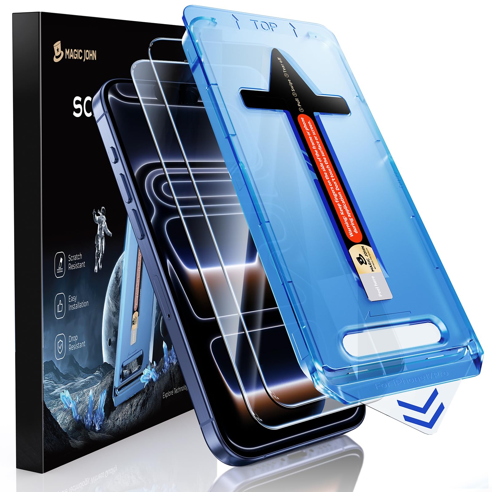 MAGIC JOHN 2 Stück für iPhone 17 Pro Schutzglas(6,3 Zoll), Auto-Dust-Eliminierung, 9H Härte Folie, Ultra-Klar Displayschutzfolie, Bläschenfrei, Einfache Installation Angebot bei HelloDeals
