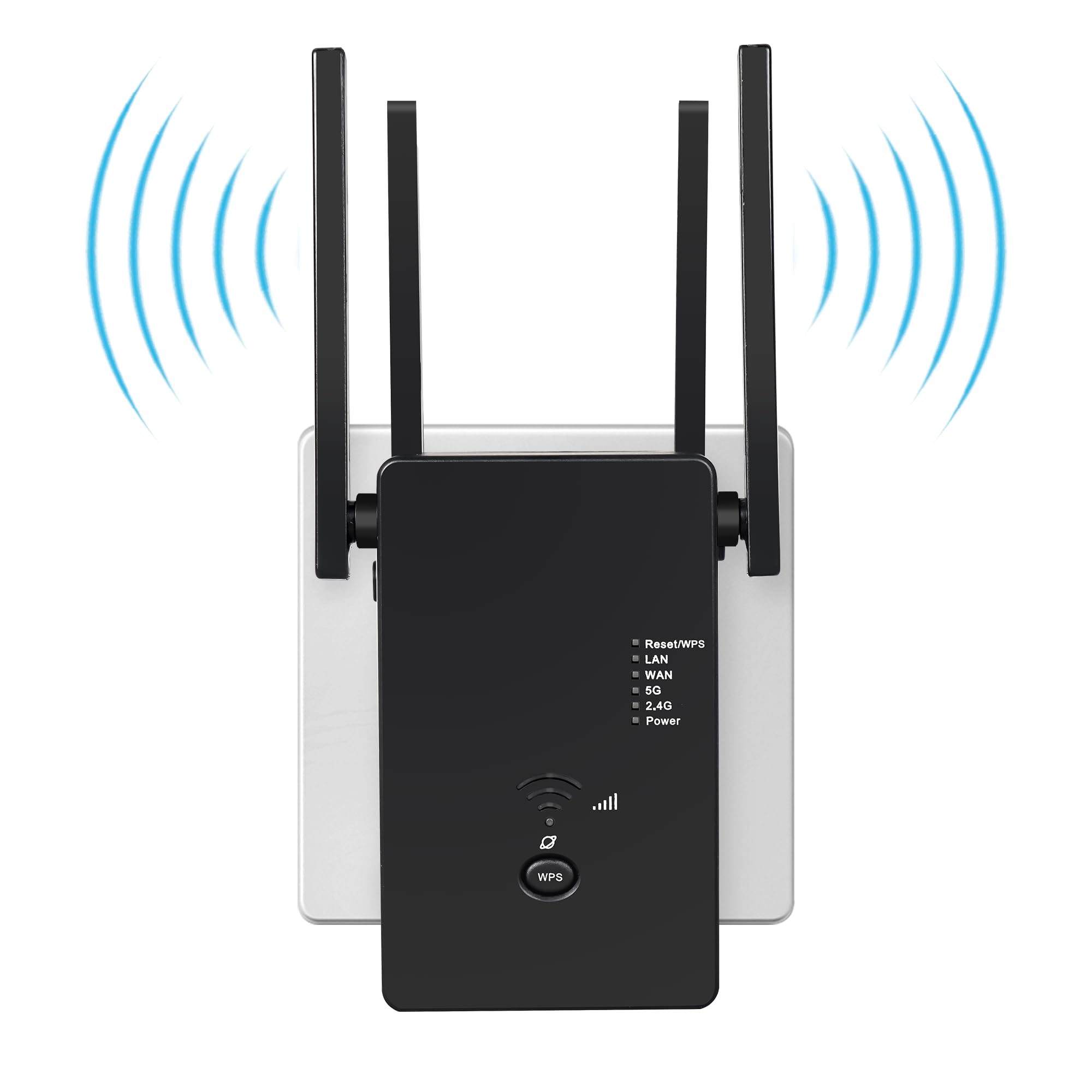 2025 Neuestes 1200Mbit/s WLAN Verstärker,WLAN Repeater,Dual-Band WiFi Signal Verstärker mit 4 externen Antennen und Internet Booster mit LAN/WAN Port. Schwarz Angebot bei HelloDeals
