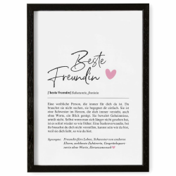 Definition Poster & Kunstdrucke | Weihnachtsgeschenke Beste Freundin Geschenke | Wandbilder Wohnzimmer | Weihnachten Geschenk Beste Freundin Geburtstag Wanddeko Deko Wohnzimmer DINA A4 mit Rahmen Beste Freundin DIN A4 (mit Rahmen) - Schwarz Angebot bei HelloDeals