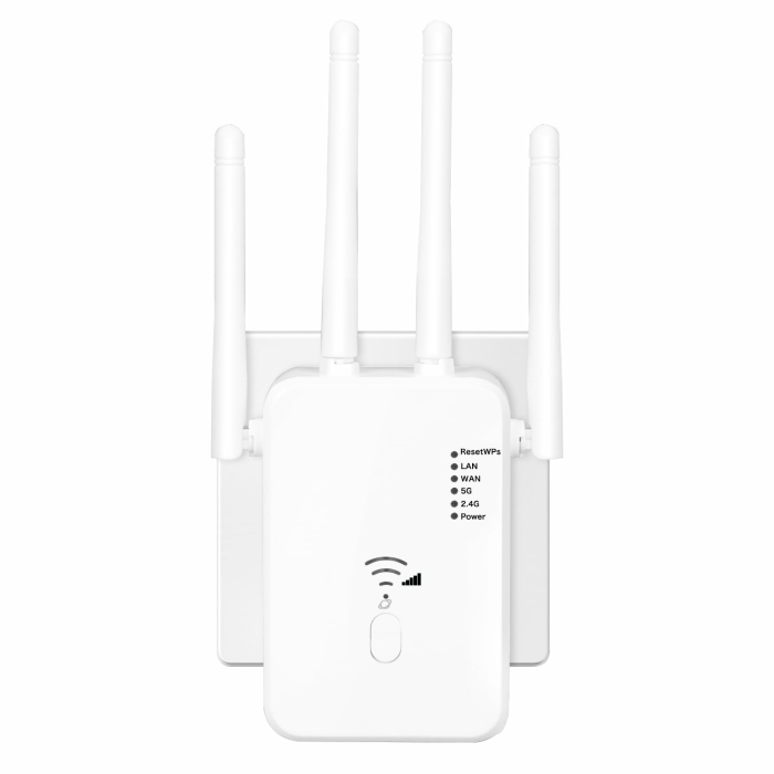 WLAN Repeater WLAN Verstärker 1200 Mbit/s,WiFi Range Extender DualBand WiFi Booster Internet Verstärker mit Externen 4 Antennen Internet Booster mit LAN/WAN Port(weiß) Angebot bei HelloDeals