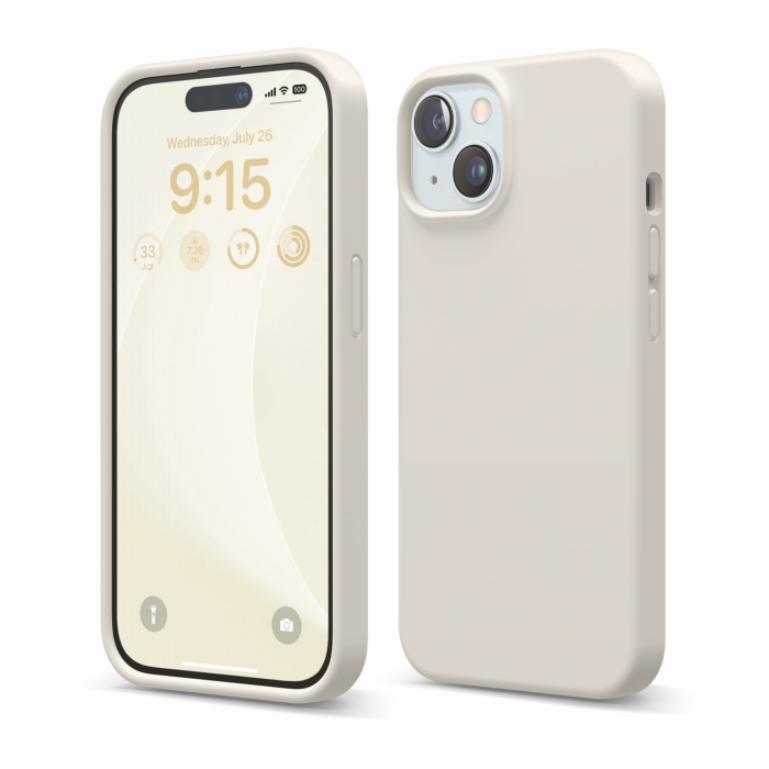 elago Flüssig Silikon Case Kompatibel mit iPhone 15 Hülle, Premium Silikon Handyhülle, Ganzkörper Schutzhülle [4 Lagige Stoßfeste Struktur], Kratzfestes Weiches Mikrofaserfutter (Taupe) Angebot bei HelloDeals