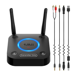 1Mii B06TX Bluetooth 5.2 Transmitter für TV mit aptX HD & Low Latency, großer Reichweite Audio Adapter für 2 Kopfhörer oder Lautsprecher, 3,5mm AUX/Optischer/Koaxialer Ausgang, Lautstärkeregelung Angebot bei HelloDeals