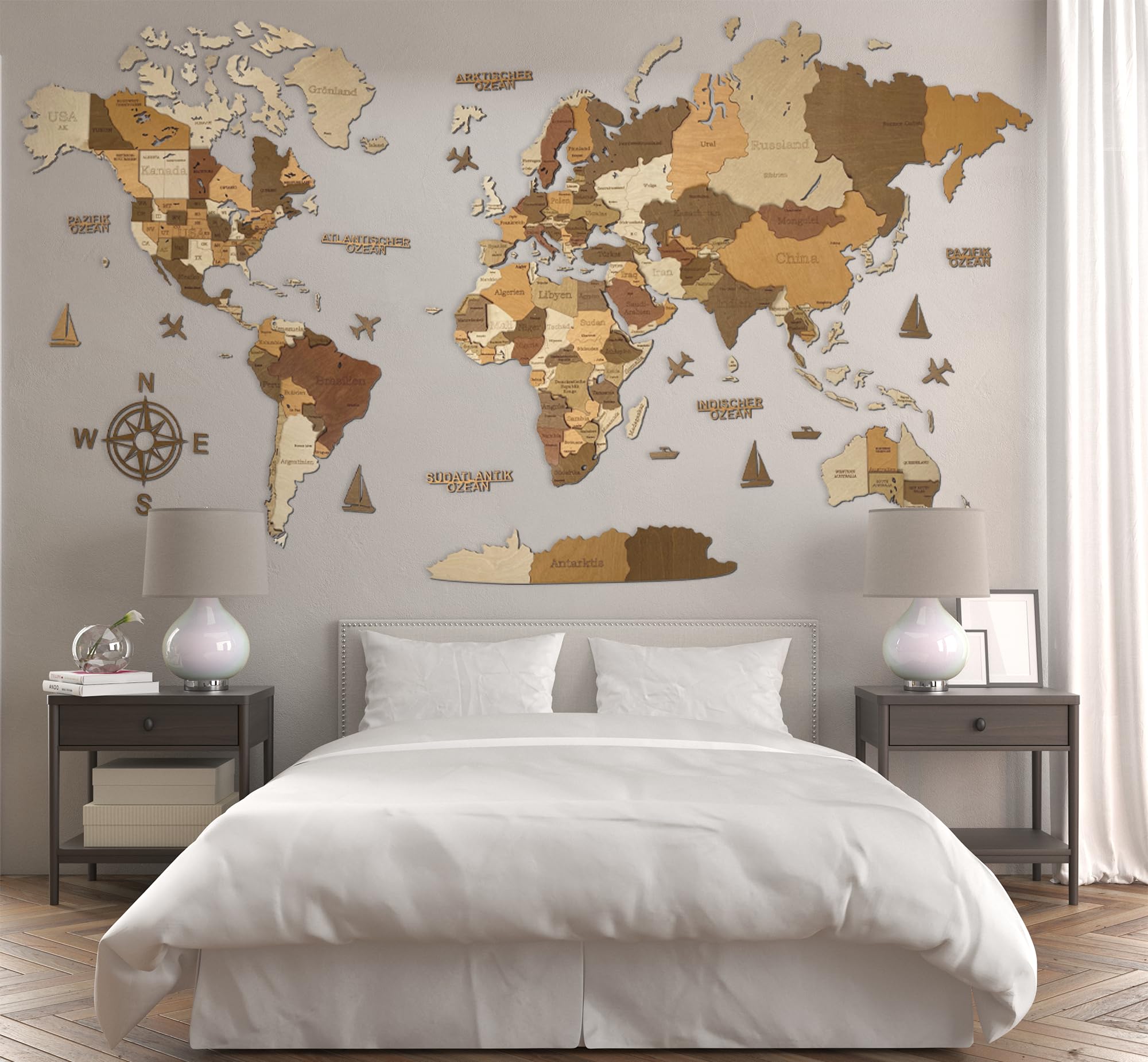 WoodLeo Hölzerne Weltkarte (Deutsch) - 3D Art Large Wall Decor - Karte Größe (M, L, XL) Jeder Anlass Geschenkidee - Wandkunst für Haus, Küche oder Büro (KALIFORNIEN, M (120x62 cm)) M (120x62 cm) KALIFORNIEN Angebot bei HelloDeals