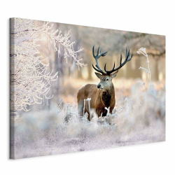 murando - Leinwand Bilder Hirsch 120x80 cm Leinwandbild 1 tlg Kunstdruck moderne Wandbilder auf Leinwand XXL Wohnzimmer Schlafzimmer Wanddekoration Wandbild Wand Natur Wald Tier Landschaft Waldtier 120L x 80B cm #03 Angebot bei HelloDeals