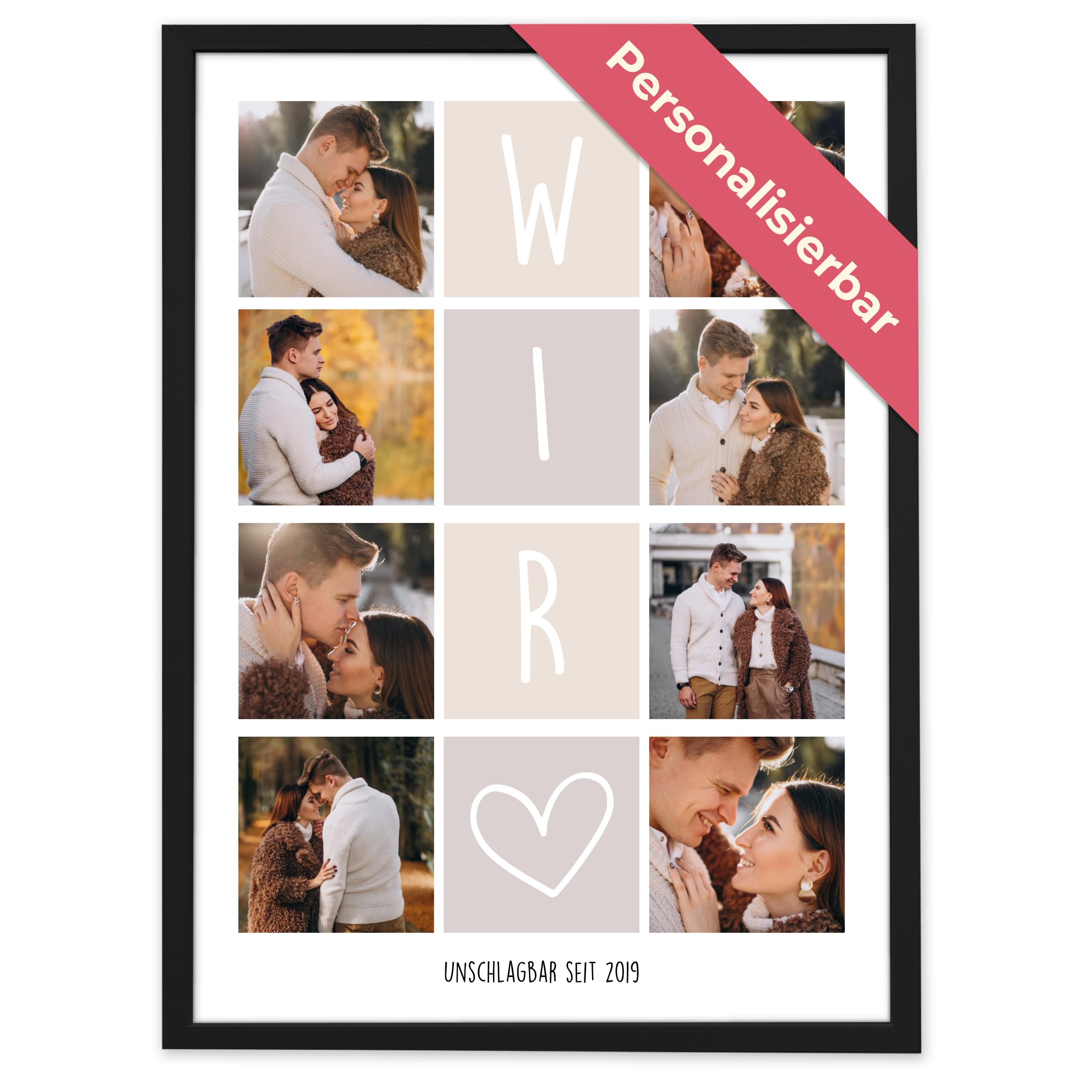 WIR Fotocollage mit 8 Fotos – Personalisiertes Geschenk für Frauen & Männer | Partner Geschenke & Jahrestag Geschenk für sie & ihn | Fotogeschenke & personalisierte Geschenke zum Geburtstag Angebot bei HelloDeals