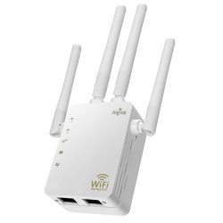 1200Mbit/s WLAN Verstärker Repeater Dualband 2.4GHz & 5GHz, WiFi Extender Internet Booster mit WPS, Ethenet LAN, 4 * 3dBi Antennen- bis zu 200 m²-kompatibel zu Allen WLAN Geräten Angebot bei HelloDeals