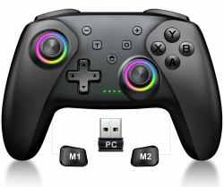 CoguyTech PC Controller Kompatibel mit PC/Android/IOS, Wireless Controller PC mit Hall Joystick Trigger, Kein Drift und Dead Zones, Gaming Bluetooth Gamepad 6 RGB Licht Turbo 10 Stunden Spielzeit Angebot bei HelloDeals