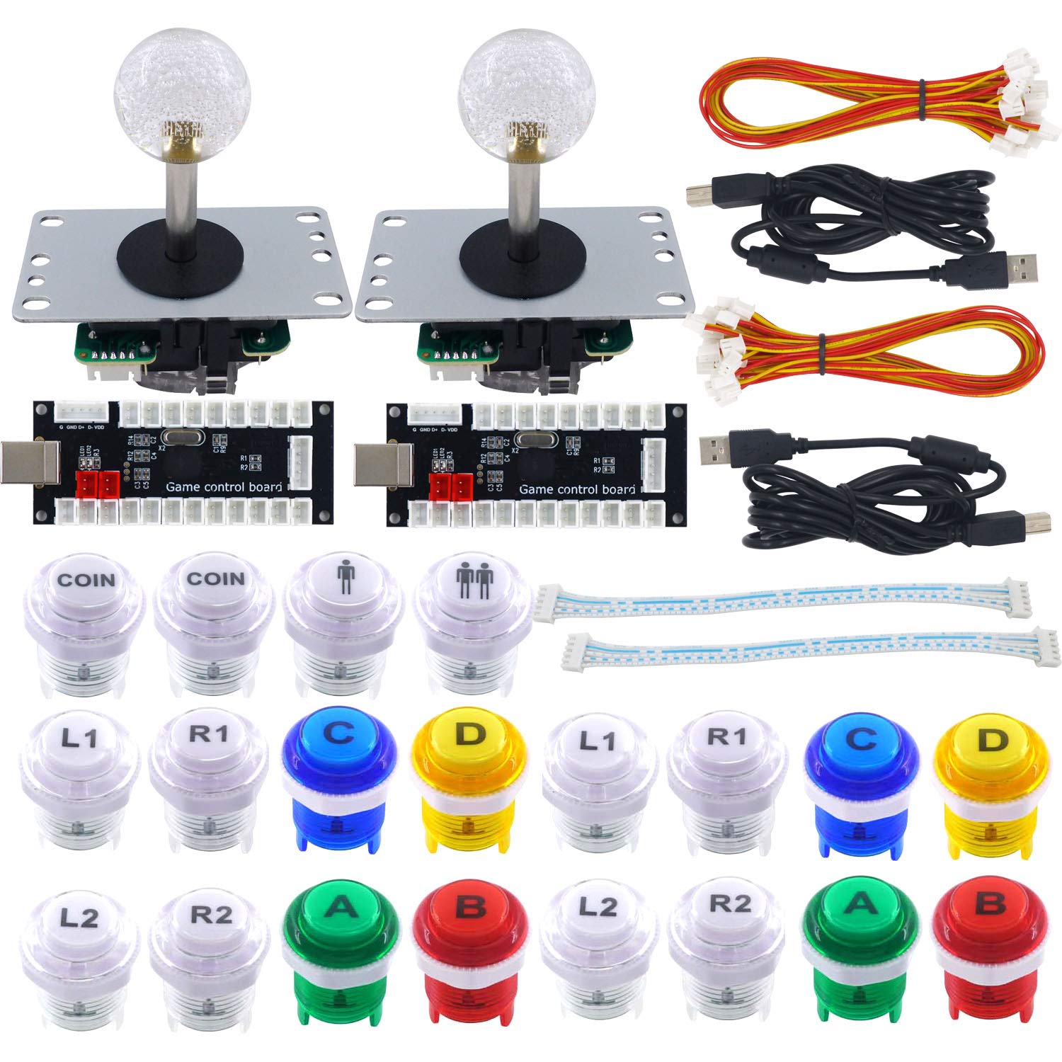 SJ@JX Arcade Game DIY Kit 2 Player Zero Delay USB Encoder Button Joystick Controller für Retro Raspberry MAME Jamma NES PC Windows Angebot bei HelloDeals