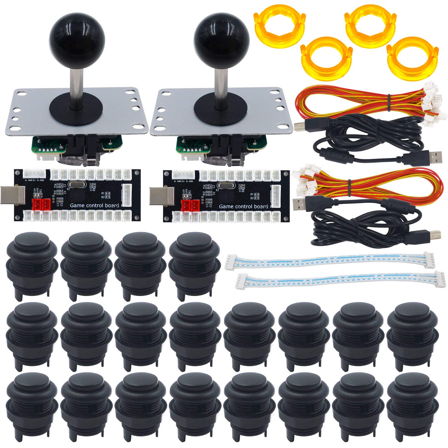 Arcade Game DIY Kit Arcade Matt Black Button Twins USB Encoder Zero Delay 4 & 8 Way Arcade Fighting Joystick Controller für PC MAME Respberry Pi Retropie Angebot bei HelloDeals