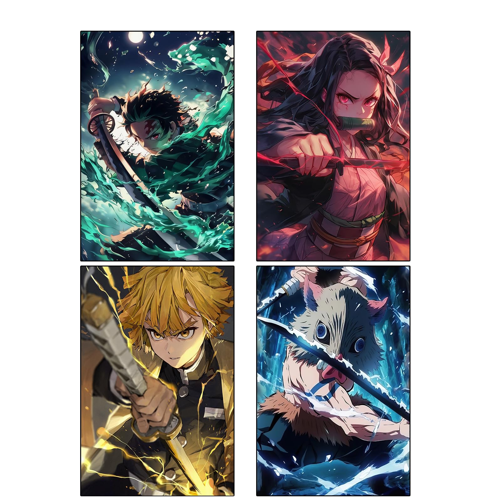 Generisch 4-teiliges Anime Demon Slayer Poster, ungerahmt, 20,3 x 30,5 cm, Tanjirou, Nezuko, Zenitsu, Inosuke, Collage-Sets Unframe:08x12inch(20x30cm) Demon Angebot bei HelloDeals