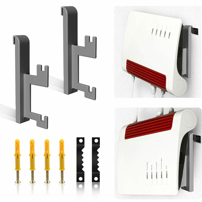 Wandhalterung für Fritzbox 7690/7590 AX/7590/7530/7510/5590/6660 Router mit Kabelmanagement, Befestigungsmaterial Schrauben und Dübel (Nicht 3D-Druck) Angebot bei HelloDeals