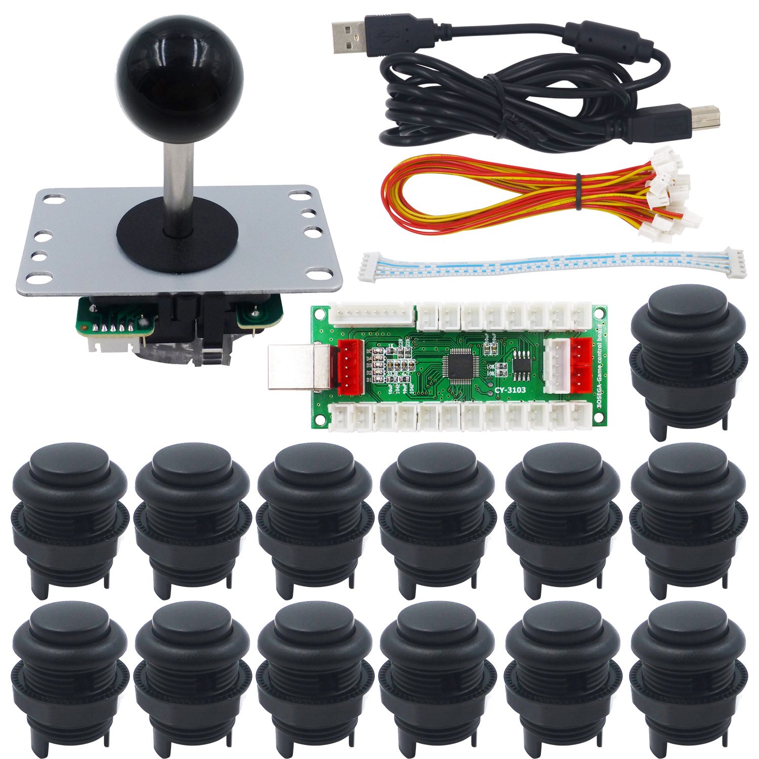 SJ@JX Arcade Game DIY Kit Zero Delay PS USB Encoder Mechanical Keyboard Switch PC PS3 Android Xbox360 Arcade 2Pin Button Arcade Joystick Controller black Angebot bei HelloDeals