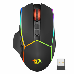 Redragon Kabellose Gaming Mouse, 2.4G/USB-C/Bluetooth Ergonomische Mouse Gaming, 8000 DPI, RGB Back-Light, voll programmierbar, wiederaufladbare Wireless Computer-Mouses für Laptop PC Mac, M814 BT+2.4G Angebot bei HelloDeals