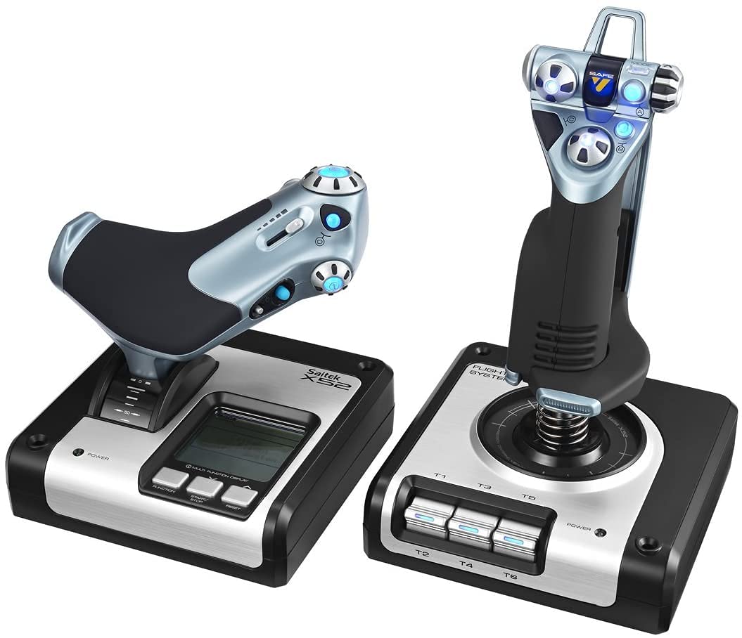 Logitech G Saitek X52 Flight Control System, Schubregler und Stick-Flugsimulationscontroller für Weltraum-Simulationen, LCD-Display, Beleuchtete Tasten, 2x USB-Anschluss, PC - Schwarz/Silber Angebot bei HelloDeals