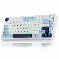 AULA F75 Mechanische Tastatur Gaming,2.4GHz/Type-C/BT5.0 Mechanical Keyboard mit Knopf,Fünfschichtige Gefüllte Struktur,RGB,QWERTY,Hot-Swap,Creamy Kabellos Gaming Tastatur 75 Prozent (Gletscherblau) Angebot bei HelloDeals