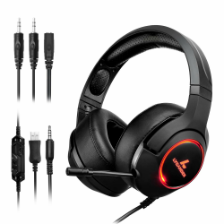 LYCANDER Gaming-Headset mit Mikrofon und LED-Licht, 3,5 mm Eingang, für PC, PS4, Xbox One, Nintendo Switch und mehr (Advanced - Schwarz und Orange) 3) Intermediate - Schwarz und blau Angebot bei HelloDeals