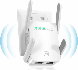 WiFi Repeater, Ultraxtended 1200 Mbit/s WLAN Verstärker,2.4Ghz+5G mit LAN anschluss, Abdeckung bis zu 200 m², Kompatibel mit Alexa, 99% Standard-Routern Weißer Mond Angebot bei HelloDeals