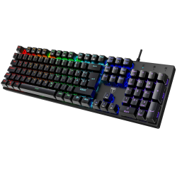 RisoPhy Mechanische Gaming-Tastatur, RGB 104 Tasten, ultraschlanke LED-Hintergrundbeleuchtung, kabelgebundene USB-Tastatur mit blauem Schalter klassisches schwarz Angebot bei HelloDeals