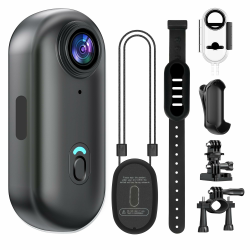 4K Mini Action Kamera mit 64 GB Karte, Wasserdicht, Daumengroße Freisprech-Aufnahme-Körperkamera, Tragbare Action Cam & Vlog Kamera für Radfahren, Tierfotografie und Vlogging, Schwarz Angebot bei HelloDeals