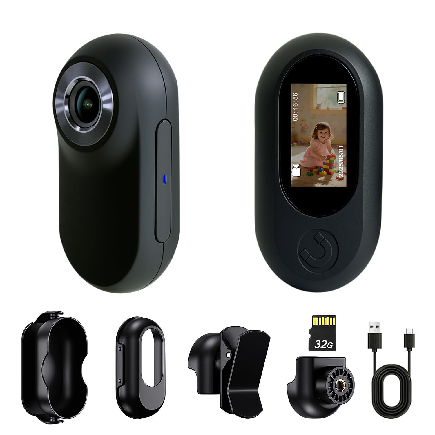 Bodycam Körperkamera Mini mit 32GB Speicherkarte, 26g Tragbare Bodycam, Mini Action Cam, Vielseitig POV Kamera für Motorrad, Fahrrad, Outdoor(Schwarz) Angebot bei HelloDeals