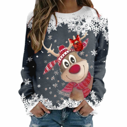 Generisch Weihnachtspullover Damen Lustig Sweatshirt Oversize Rundhals Langarm Ugly Weihnachten Pullover Christmas Sweater Weihnachtspulli Oberteile Frauen Xmas Pulli Tops Herbst Winter Rentier-06 L Angebot bei HelloDeals