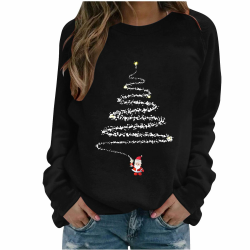 Weihnachtspullover Damen Rundhals Sweatshirt Weihnachten Pullover Christmas Sweater Lustige Weihnachts Oberteile Elegant Pulli Druck Weihnachtsshirt Casual Weihnachtspulli Schwarz L Angebot bei HelloDeals