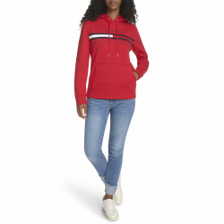 Tommy Hilfiger Damen Fleece Soft Pullover Hoodie Sweater Sweatshirt M Scharlachrot Angebot bei HelloDeals