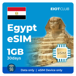 EIOTCLUB Ägypten Prepaid eSIM, 1GB für 30 Tage | 5G High-Speed-Internet | Nur Daten | Hotspot-Sharing unterstützt | Wiederaufladbar Angebot bei HelloDeals