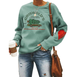 Damen-Sweatshirt „Griswold's Tree Farm“, mir rotem Herz, Weihnachten, Familie, Grafik, ästhetisch M Hellgrün Angebot bei HelloDeals