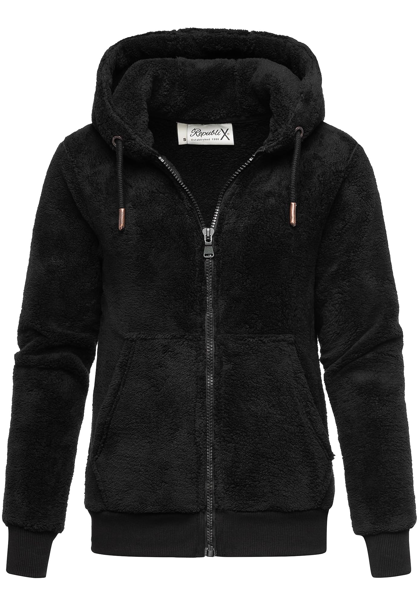 Damen Teddy Sweatjacke Plüsch Hoodie Pullover Zipper Jacke RD-015 Schwarz L Angebot bei HelloDeals