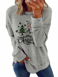 Cicy Bell Weihnachten Pullover Damen Sweatshirt Runhals Langarm Casual Pullover Weihnachts Oberteile M Grau Angebot bei HelloDeals