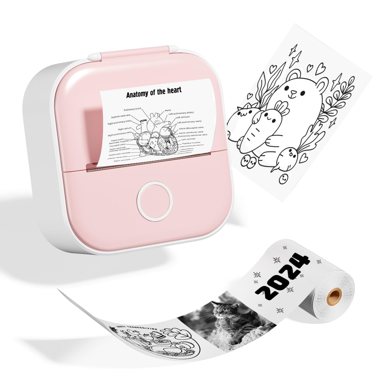 Odaro T02 Mini Drucker, Inkless Sticker Drucker Protable, Inkless Fotodrucker mit 1 Rolle Papier, Bluetooth Thermotaschendrucker für Notizen, Fotos, DIY Druck, Geburtstag, Rosa Angebot bei HelloDeals