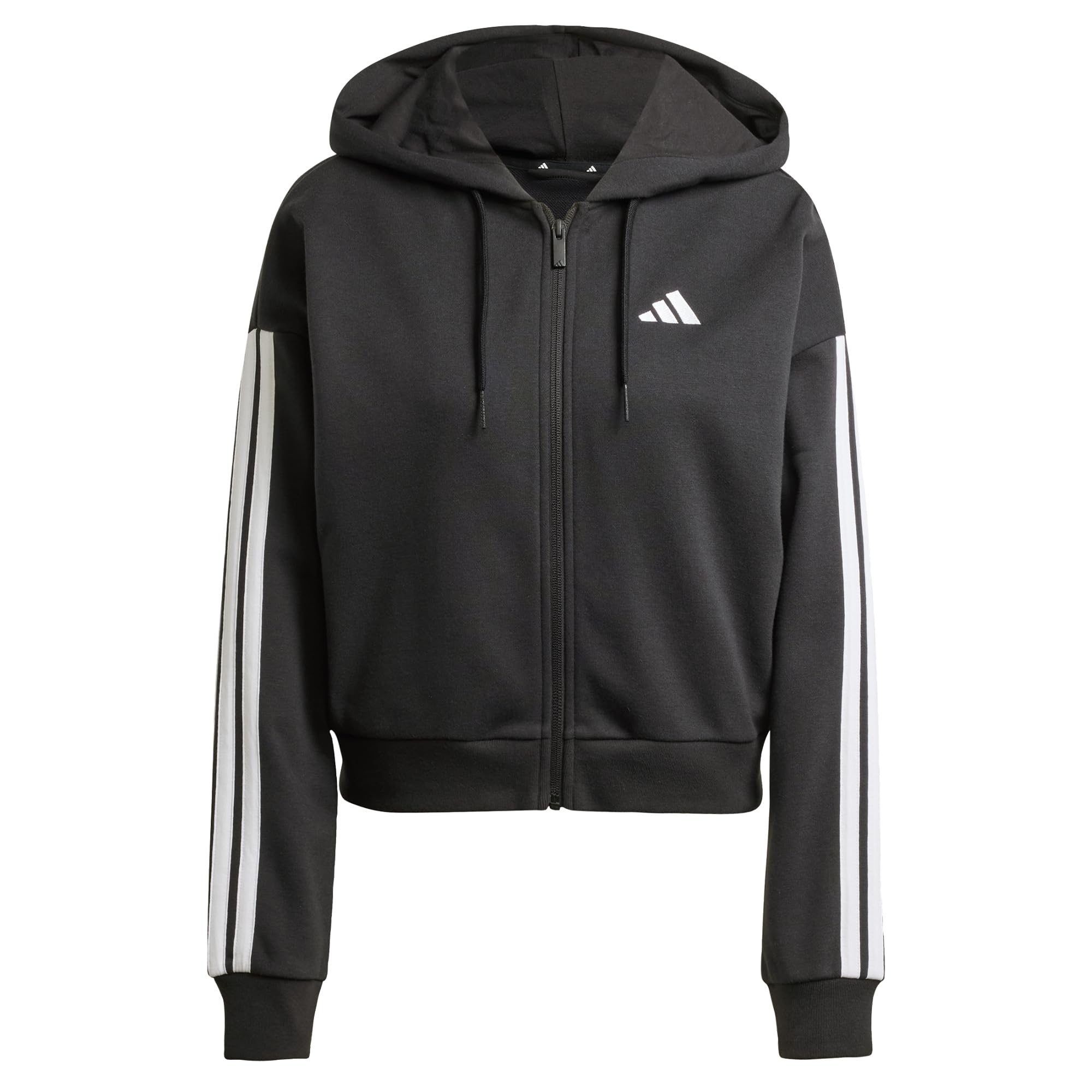 adidas Damen Essentials 3-Stripes French Terry Full Zip Hoodie M Black / White Angebot bei HelloDeals