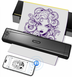 TATTMUSE Tattoo Drucker Bluetooth, Schablone Nadeldrucker mit 10 Stück Papier, Tattoo Transfer mit Smartphone PC, Stencil Drucker für Tattoo Künstler und Anfänger Schwarz Angebot bei HelloDeals