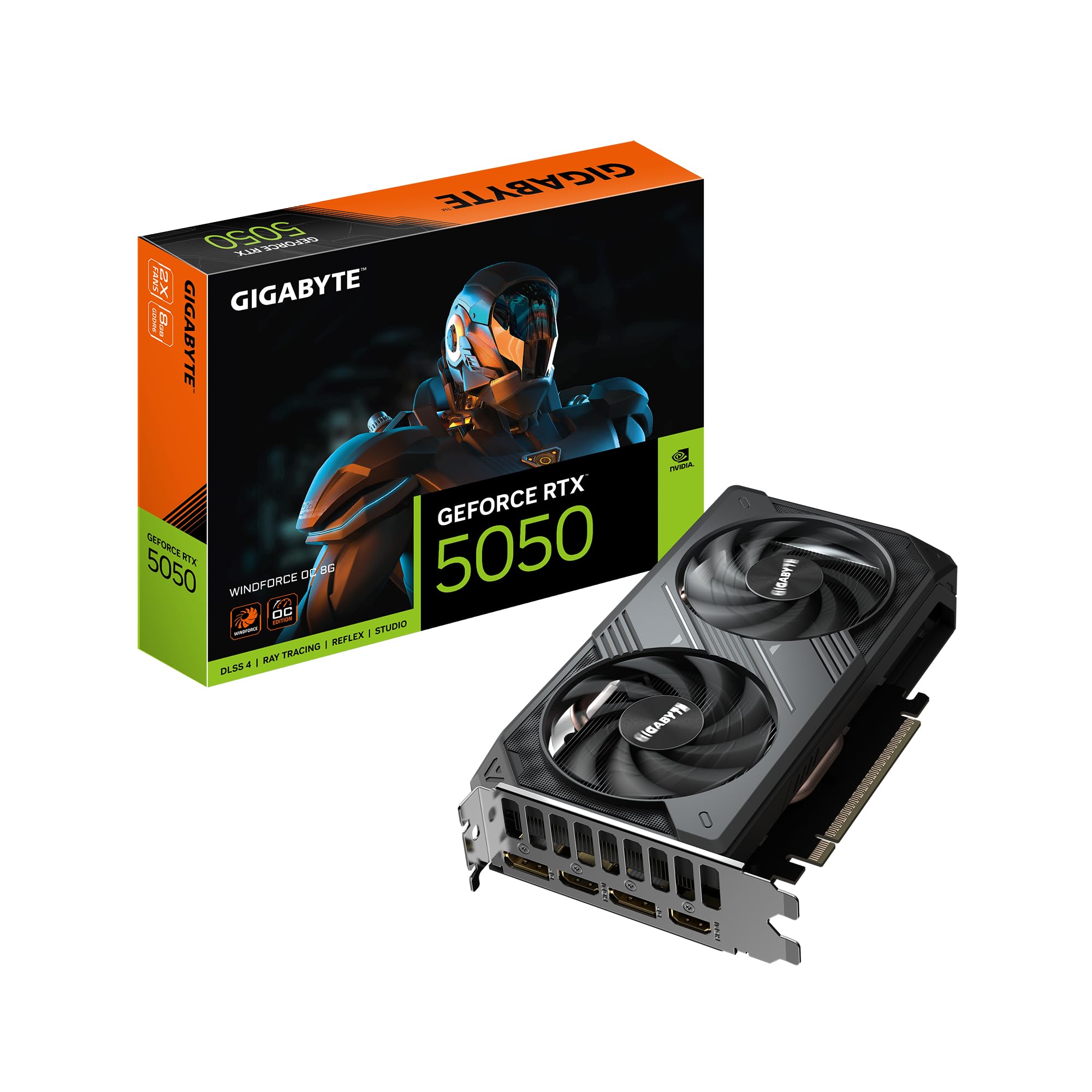 Gigabyte GeForce RTX 5050 WINDFORCE OC 8G Grafikkarte - 8GB GDDR6, 128bit, PCI-E 5.0, 2587MHz Kerntakt, 2 x DP, 2 x HDMI, NVIDIA DLSS 4, GV-N5050WF2OC-8GD Angebot bei HelloDeals