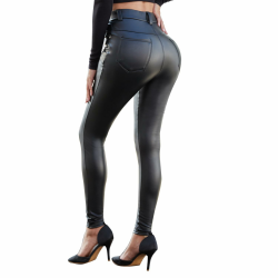 Damen Kunstleder Thermo Leggings High Waist Lederhose Winter Strumpfhosen Leder Leggins Hose Sexy Stretch Hüfthoch Push Up Treggins Thermoleggins S-XXL Schwarz S Angebot bei HelloDeals