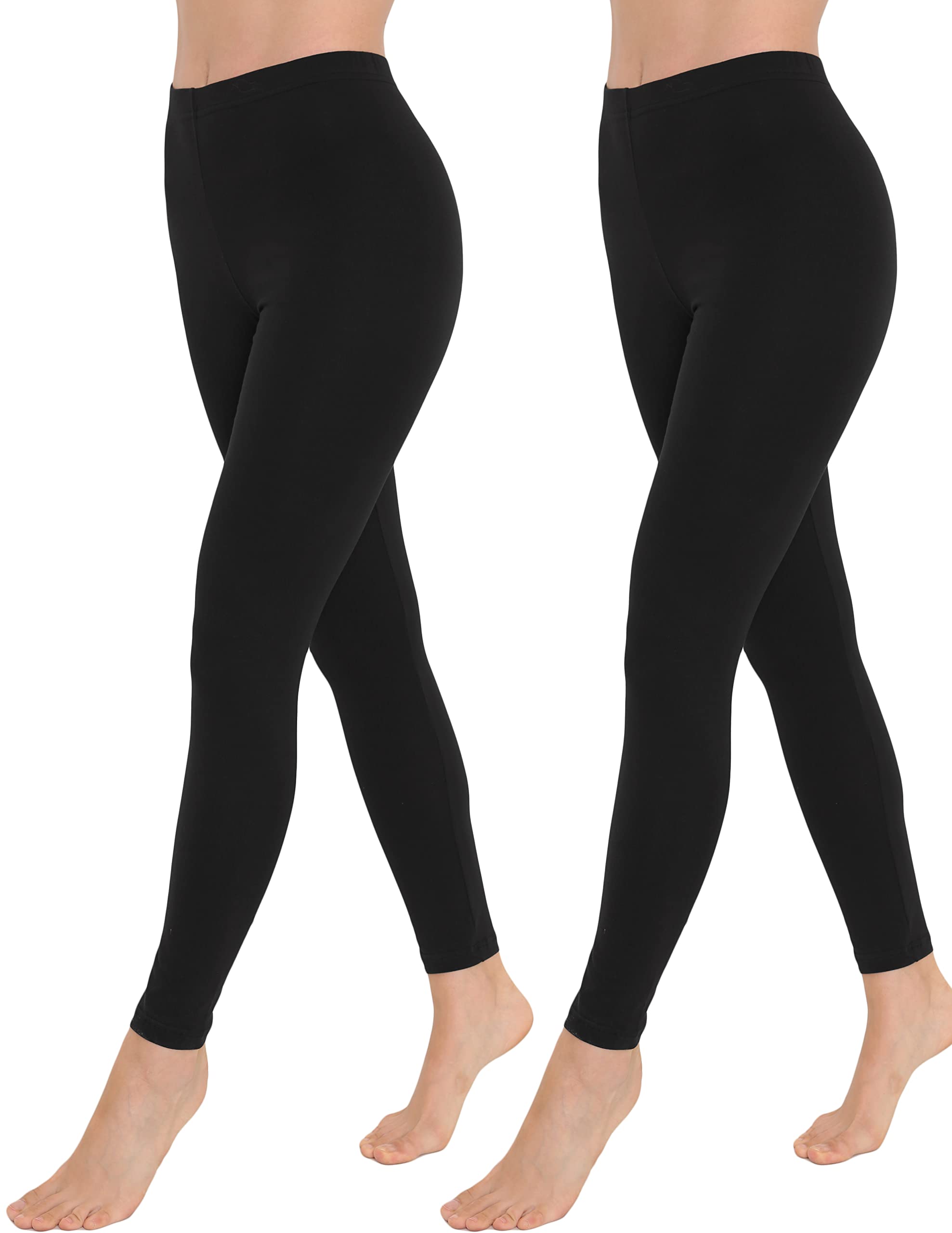 OCERA Damen Lange Leggings aus atmungsaktiver Baumwolle mit hoher Taille, Größen S-M-L-XL-2XL (36-54), ÖKO-TEX Standard 100 Zertifiziert M X2 Schwarz Angebot bei HelloDeals