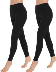 OCERA Damen Lange Leggings aus atmungsaktiver Baumwolle mit hoher Taille, Größen S-M-L-XL-2XL (36-54), ÖKO-TEX Standard 100 Zertifiziert M X2 Schwarz Angebot bei HelloDeals