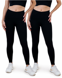 SES blickdichte Leggings Damen Baumwolle 2er Pack - Größen 32-34 bis 56-58 - Baumwoll Leggings Damen lang mit Perfekter Passform und Komfort für vielfältige Looks 52-54 Schwarz Angebot bei HelloDeals
