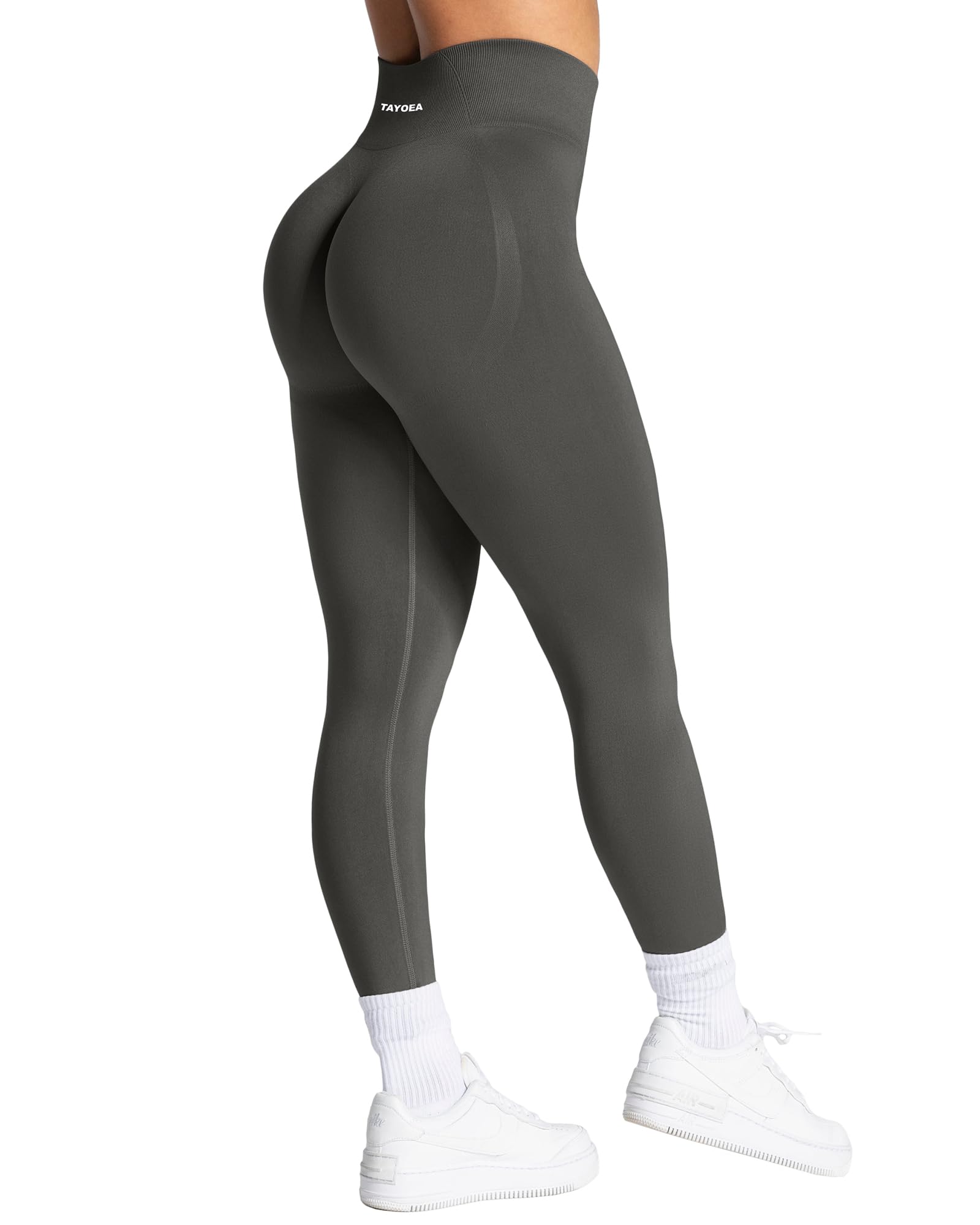 TAYOEA Sport Leggings Damen mit Scrunch Butt Push Up Booty Lifting Sporthose Blickdichte Nahtlos sportleggins für Yoga Gym Alltag Grau M Angebot bei HelloDeals