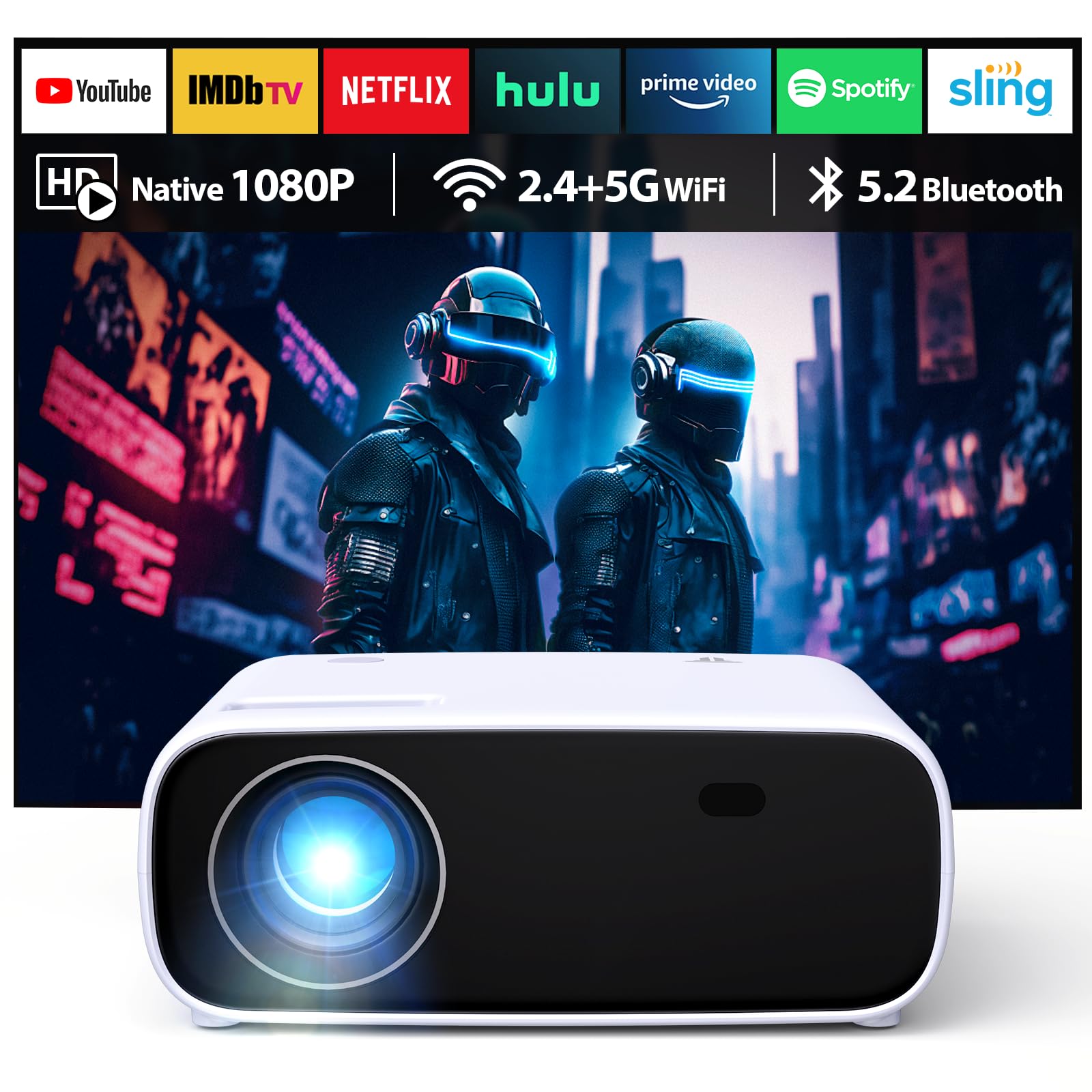 Beamer, Full HD 1080P Beamer mit 4K Unterstützung,269A-07221 Angebot bei HelloDeals
