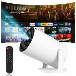 Mini projektor 4k Beamer Heimkino Videoprojektor 170 ANSI Lumen Tragbarer Projektor Wifi6/BT5.0 180° Drehbarer und Automatische Trapezkorrektur mit Android 11 HY300Pro+ Angebot bei HelloDeals