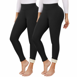 Thermo Leggings Damen Gefüttert Verdickte Thermoleggins Flauschige High Waist Blickdicht Sportleggins Winter Warme Fleece Leggings 2pc Schwarz XL Angebot bei HelloDeals