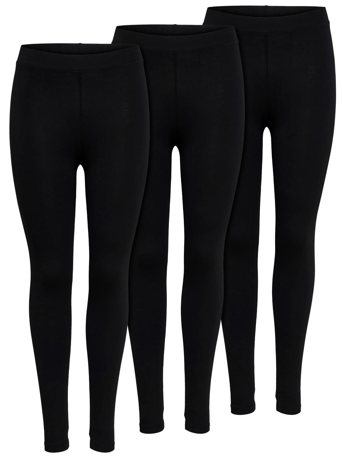 ONLY 3er Pack Leggings für Damen in schwarz - Blickdicht - Für Freizeit, Sport, Yoga oder Fitness aus 95% Baumwolle 15209151 XL Schwarz (2017) Angebot bei HelloDeals