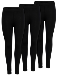 ONLY 3er Pack Leggings für Damen in schwarz - Blickdicht - Für Freizeit, Sport, Yoga oder Fitness aus 95% Baumwolle 15209151 XL Schwarz (2017) Angebot bei HelloDeals