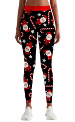 Loveternal Leggings Damen Weihnachts Druck Blickdichte Sport Yogahosen Slim Fit Hohe Taille Lange Fitnesshose Laufhose Tights Elastische Strumpfhosen Freizeithosen S-XL XL 1 Christmas 3 Angebot bei HelloDeals