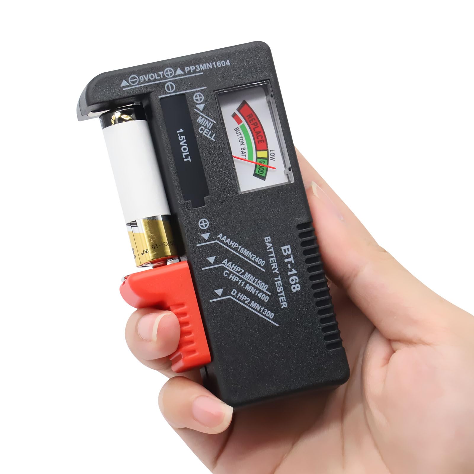 Batterietester, Batterietester für alle Batterien, Batterie Akku Volt Checker, AA, AAA, D, C, 9V und 1.5V Knopfzellen – für präzisen Batteriezustandstest Angebot bei HelloDeals