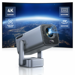 Mini Beamer Native 1080P Beamer 4K - 【Elektrischer Fokus & Auto Vertikale Trapezkorrektur & 270°drehbar】 TOPTRO WiFi Bluetooth Outdoor Projektor für Handy, X8 Projektor hellgrau Angebot bei HelloDeals
