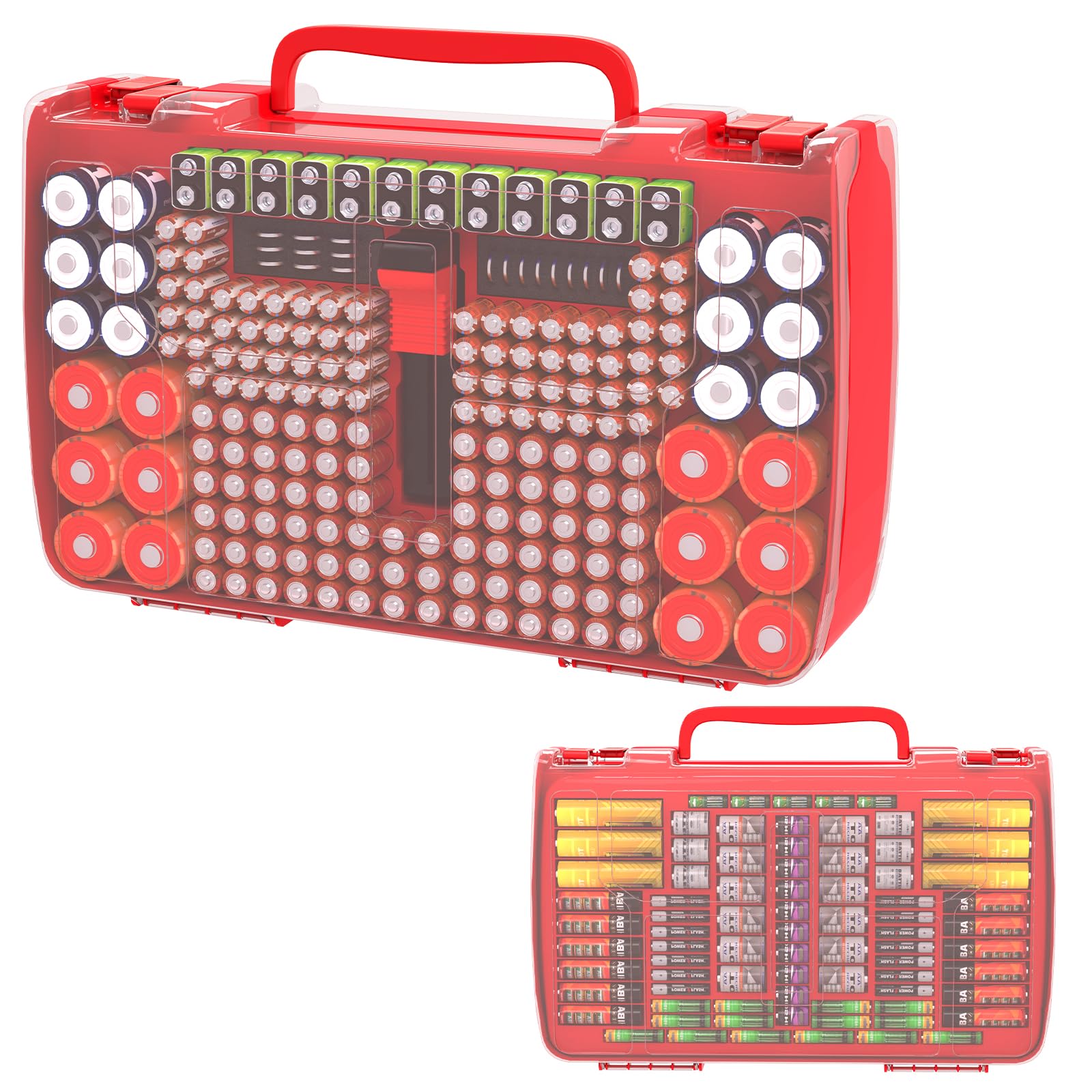 269 Batterien Batteriebox mit Batterietester, Double-Sided Batterie Aufbewahrungsbox, Tasche Hält AA AAA 4A C D Cell 9V 3V Lithium LR44 CR2 CR123 (Rot) Angebot bei HelloDeals